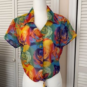 Multi colored Rose Sheer top